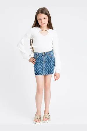 Twin-Set Dětská riflová sukně barva, mini, 251GJ2511
