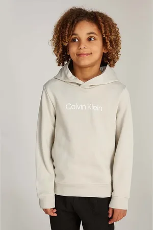 Calvin Klein Dětská bavlněná mikina barva, s kapucí, s potiskem, IU0IU00679