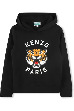 Kenzo Dětská bavlněná mikina barva, s kapucí, s potiskem, K61124