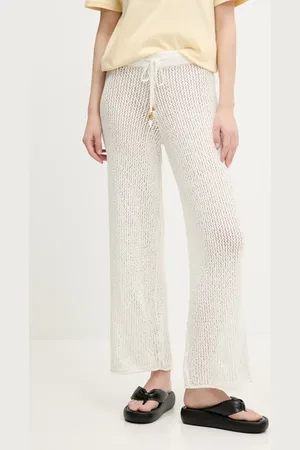 Abercrombie & Fitch Bavlněné kalhoty dámské, barva, jednoduché, high waist, KI111-5033