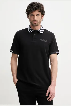 VERSACE Bavlněné polo tričko barva, s aplikací, 78GAGT06 CJ01T