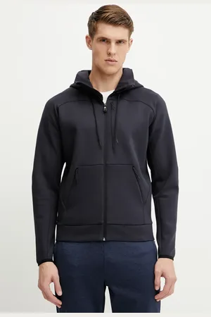 HUGO BOSS Mikina pánská, tmavomodrá barva, s kapucí, hladká, 50537408