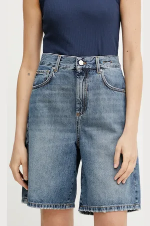 MARELLA Džínové šortky SHORT dámské, barva, hladké, high waist, 2513141024200