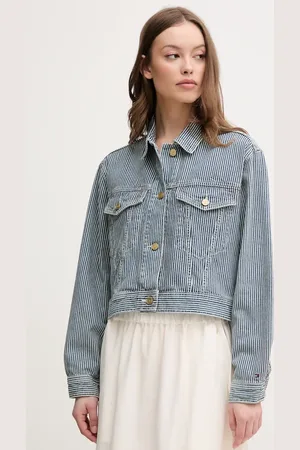 Tommy Hilfiger Džínová bunda barva, přechodná, oversize, WW0WW44375