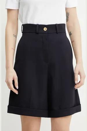 Patou Vlněné šortky dámské, tmavomodrá barva, hladké, high waist, TR0530103
