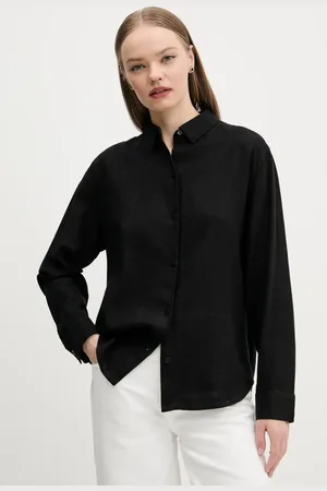 Abercrombie & Fitch Lněná košile dámská, barva, relaxed, s klasickým límcem, KI140-5554