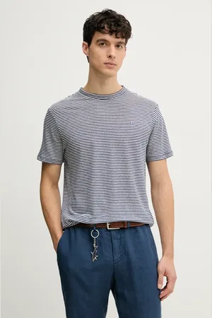 Hackett Plátěné tričko tmavomodrá barva, HM500888