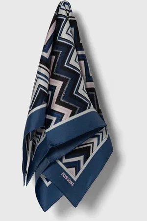 Missoni Hedvábný kapesníček tmavomodrá barva, FO41TWD9645