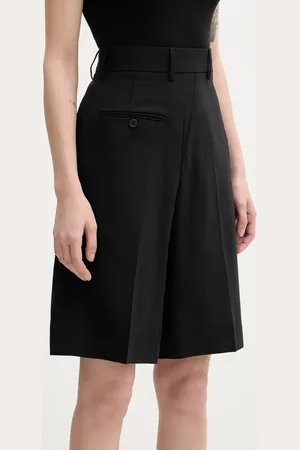 Maison Margiela Vlněné šortky dámské, barva, hladké, high waist, S52MU0125