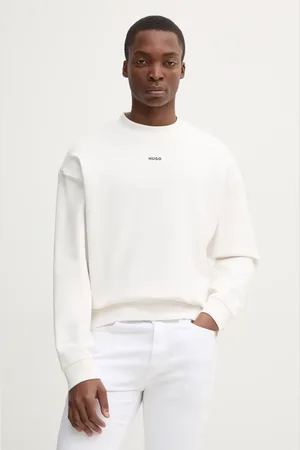 HUGO BOSS Bavlněná mikina pánská, béžová barva, hladká, 50525892