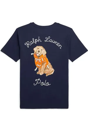 Ralph Lauren Dětské bavlněné tričko tmavomodrá barva, s potiskem, 323964136001