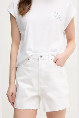Pepe Jeans Džínové šortky A-LINE SHORT UHW RACHEL dámské, barva, hladké, high waist, PL801112TC0
