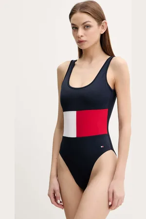 Tommy Hilfiger Jednodílné plavky tmavomodrá barva, měkký košík, UW0UW05853