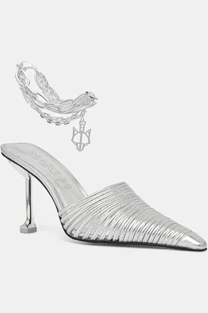 Naked Wolfe Kožené lodičky Chromed barva, Chromed Silver Leather