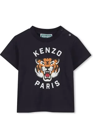 Kenzo Dětské bavlněné tričko tmavomodrá barva, s potiskem, K60971