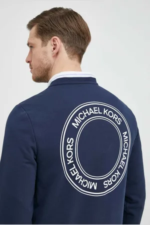 Michael Kors Mikina pánská, tmavomodrá barva, s potiskem