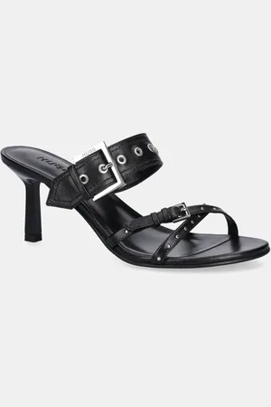 HUGO BOSS Kožené pantofle Katniss dámské, barva, na podpatku, 50542113