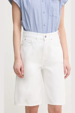 Pepe Jeans Džínové šortky BERMUDA SHORT UHW WHT dámské, barva, hladké, high waist, PL801181