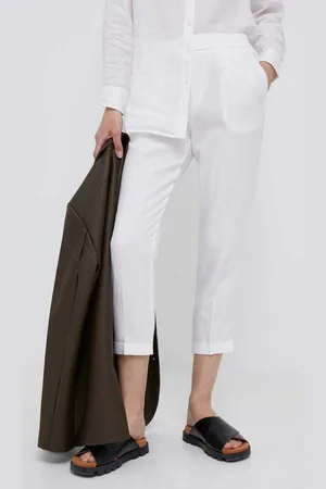 Benetton Plátěné kalhoty barva, jednoduché, high waist