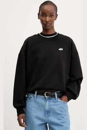 Vans Bavlněná mikina dámská, barva, hladká, VN000P5XBLK1