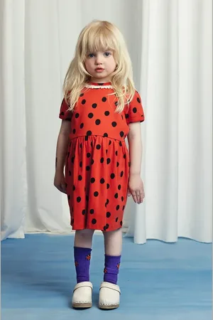 Mini Rodini Dětské bavlněné šaty Dots barva, midi, 2525010042