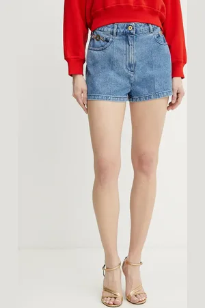 Patou Bavlněné riflové kraťasy dámské, barva, hladké, high waist, TR0350216
