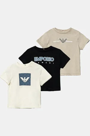 Emporio Armani Bavlněné dětské tričko 3-pack barva, s potiskem, EB000380 AF13913