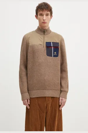 Baracuta Vlněný svetr Barbour x Baracut Miller Half Zip Knit pánský, barva, hřejivý, s golfem, BRMAG0192