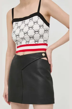 Pinko Kožená sukně barva, mini
