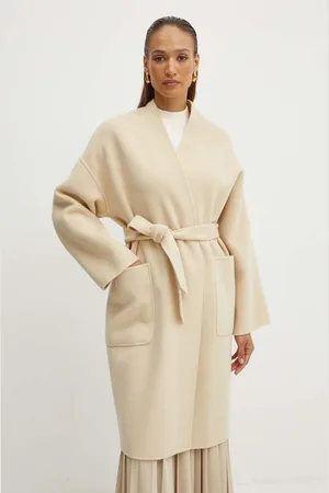 Max Mara Vlněný kabát barva, přechodný, bez zapínání, 2425016011600