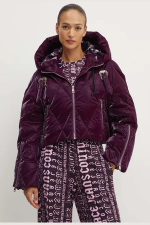 VERSACE Péřová bunda dámská, vínová barva, zimní, oversize, 77HAUD14 CQ05D