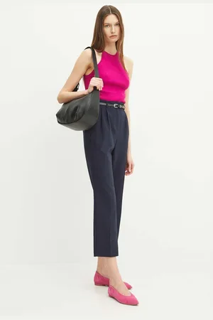 MEDICINE Kalhoty dámské, tmavomodrá barva, střih chinos, high waist