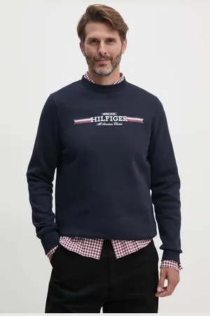 Tommy Hilfiger Mikina pánská, tmavomodrá barva, s potiskem, MW0MW35530