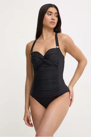 DKNY Jednodílné plavky černá barva, mírně vyztužený košík, DI4MS565