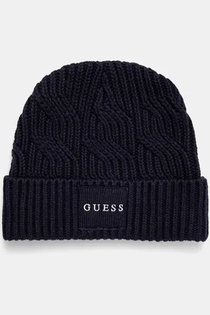Guess Čepice z vlněné směsi CABLE BEANIE tmavomodrá barva, z husté pleteniny, M4BZ10.Z3HD1