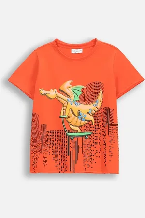 COCCODRILLO Dětské bavlněné tričko barva, s potiskem, DRAGONS BOY KIDS