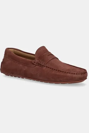 HUGO BOSS Semišové mokasíny Noel pánské, vínová barva, 50541750
