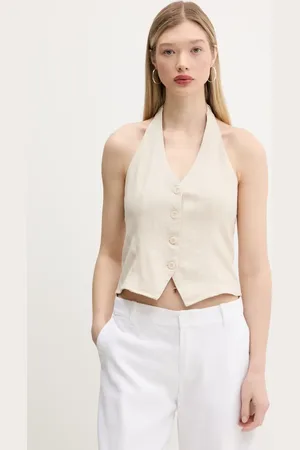 Hollister Lněná vesta barva, KI340-5071