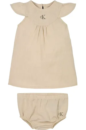 Calvin Klein Dětské šaty s příměsí lnu barva, mini, IN0IN00299