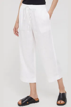 DKNY Plátěné kalhoty dámské, barva, široké, high waist