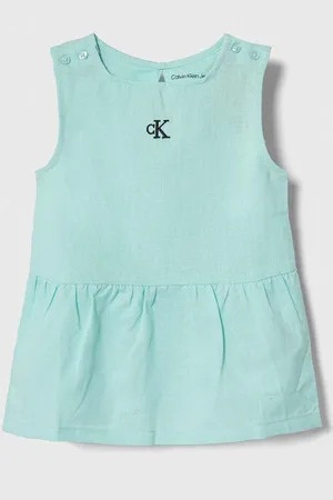 Calvin Klein Dětské šaty s příměsí lnu barva, mini