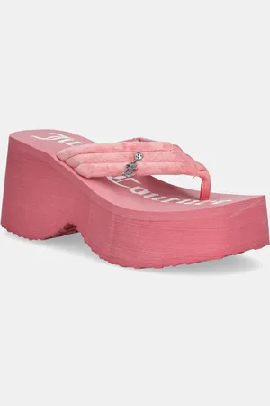 Juicy Couture Žabky WHITNEY VELOUR Y2K WEDGE dámské, barva, na platformě, JCFSAN225009