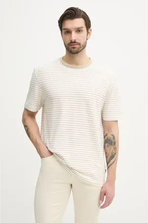 HUGO BOSS Tričko s příměsí lnu barva, 50537498