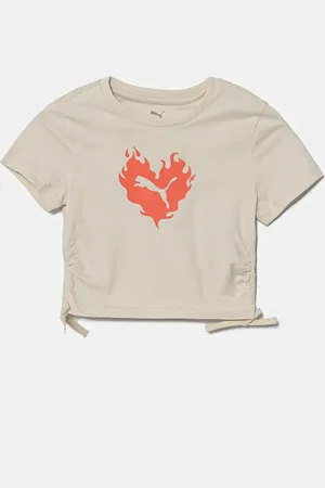 PUMA Dětské bavlněné tričko FLAMING LOVE Knotted Tee barva, 685108