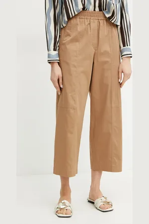 Max Mara Bavlněné kalhoty dámské, barva, jednoduché, high waist, 2515131092600