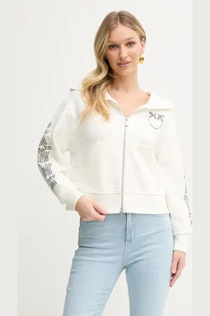 Pinko Bavlněná mikina dámská, barva, s kapucí, s potiskem, 104622 A2CV
