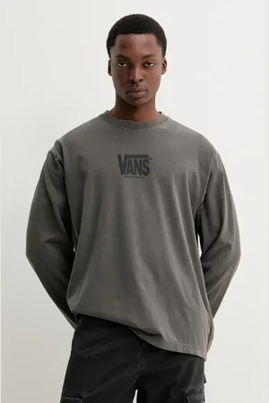 Vans Bavlněné tričko s dlouhým rukávem barva, s potiskem, VN000M2ZBLK1