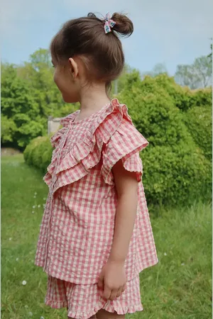 Konges Sløjd Dětská bavlněná košile KIM FRILL SS SHIRT GOTS barva, KS102306