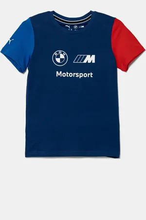 PUMA Dětské bavlněné tričko BMW MMS ESS LOGO TEE tmavomodrá barva, s potiskem, 621264