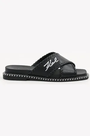 Karl Lagerfeld Kožené pantofle KLEO dámské, barva, KL81372